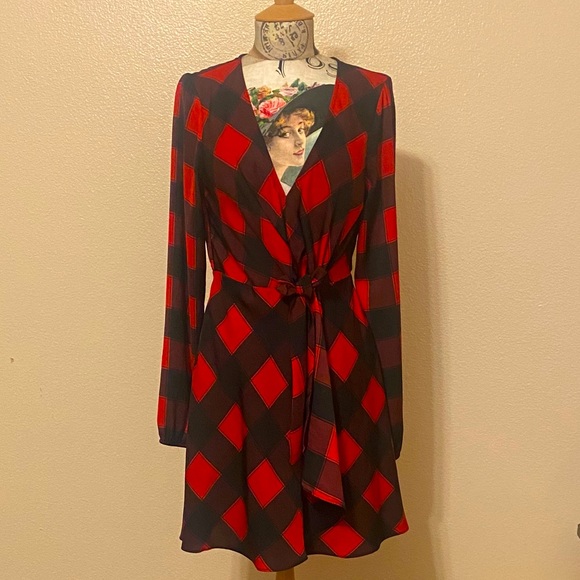 Red & Black Plaid Express Dress Sz S - Picture 1 of 7